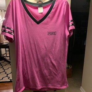 V Neck PINK Logo TShirt